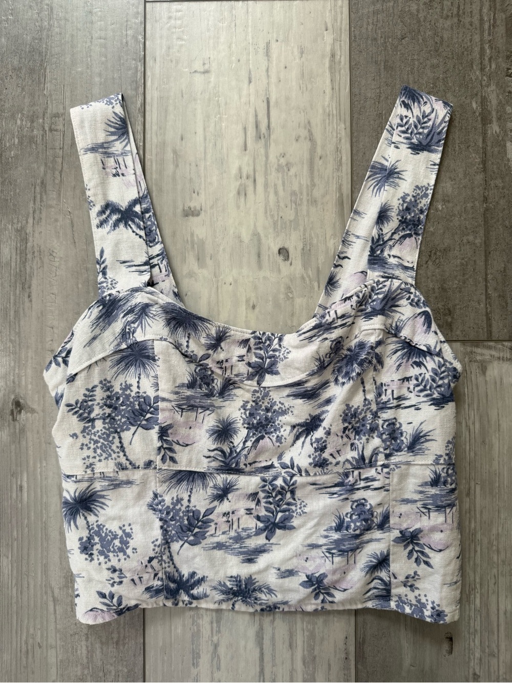 Abercrombie & Fitch Linen Blend Scenic Crop Top Tank Top Medium